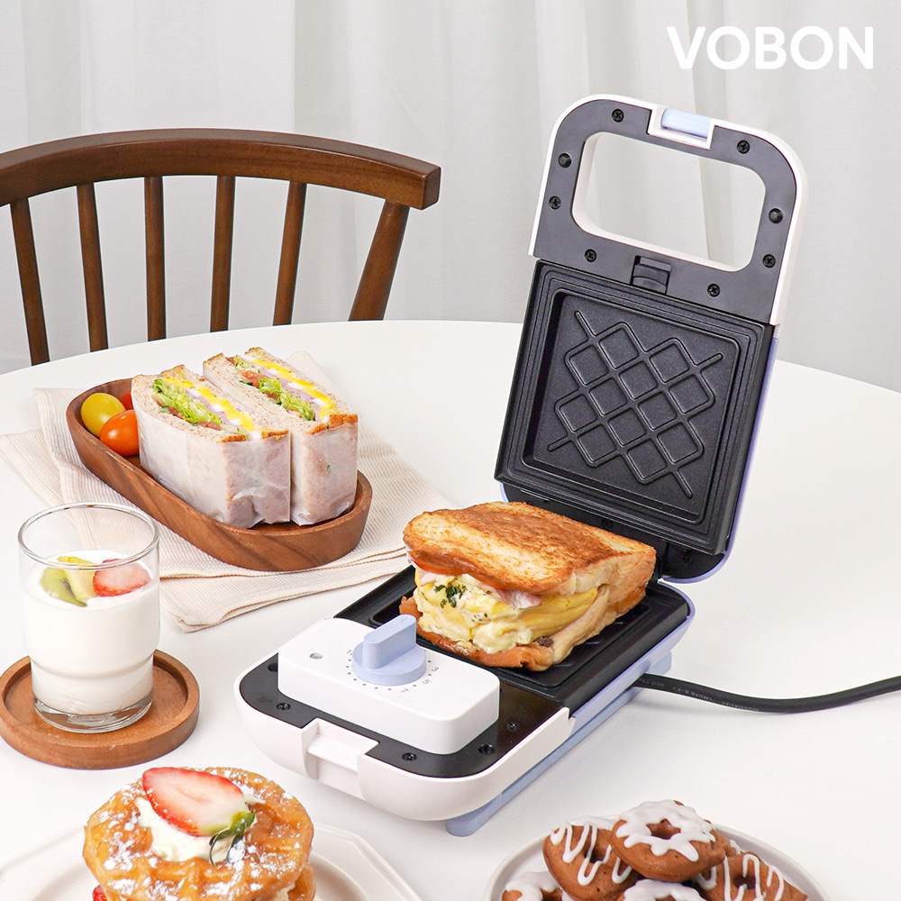 보본 VOBON 스핀오프 다이얼 샌드위치 와플 크로플 도넛 메이커 VB-SM293 블루